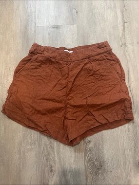 Abercrombie & Fitch High-Waist Rust Brown Linen-Blend Shorts